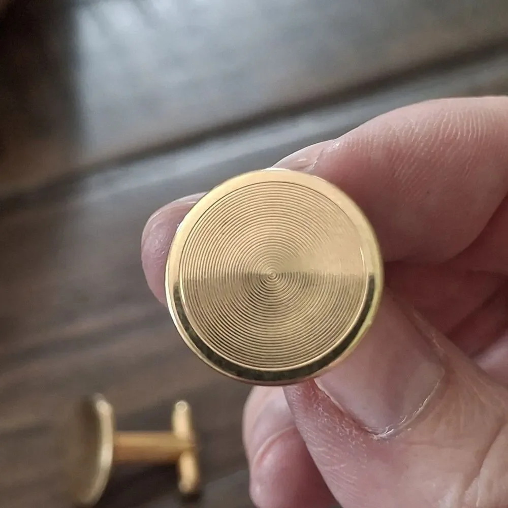 Vintage Anson or Swank Mid-Century 14K Gold Filled Engine Turned Cufflinks